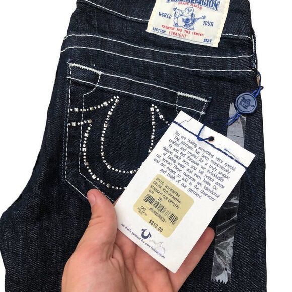 Brand New True Religion Jeans Size 26 STRAIGHT Clear Crystal - Picture 7 of 10